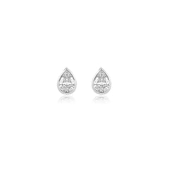 Pear-shaped bezel-set lab-grown diamond stud earrings in 14K white gold, 6 carats total weight