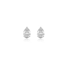 Pear-shaped prong-set lab-grown diamond stud earrings in 14K white gold, 6 carats total weight