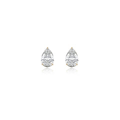 Pear-shaped prong-set lab-grown diamond stud earrings in 14K yellow gold, 6 carats total weight