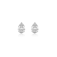 Pear-shaped prong-set lab-grown diamond stud earrings in 14K white gold, 8 carats total weight