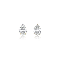 Pear-shaped prong-set lab-grown diamond stud earrings in 14K yellow gold, 8 carats total weight