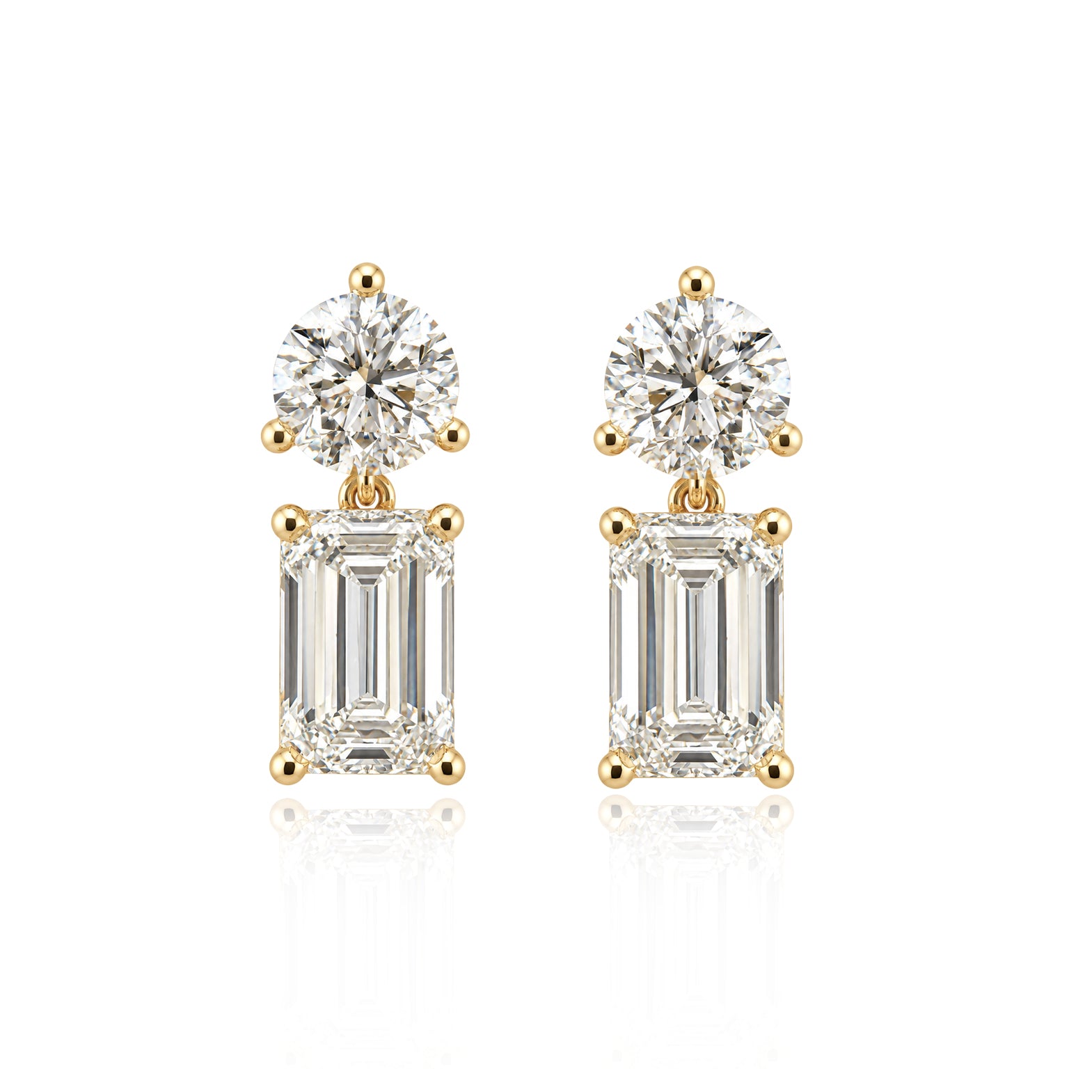 Pear & Emerald Diamond Duet Studs