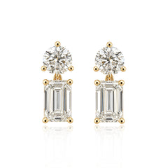 Pear & Emerald Diamond Duet Studs