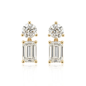 Pear & Emerald Diamond Duet Studs