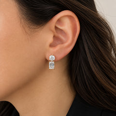 Pear & Emerald Diamond Duet Studs