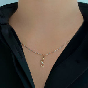 Cutout Gold Initials & Bezel Charm