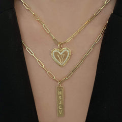 Large Fluted Pave Outline Heart Charm