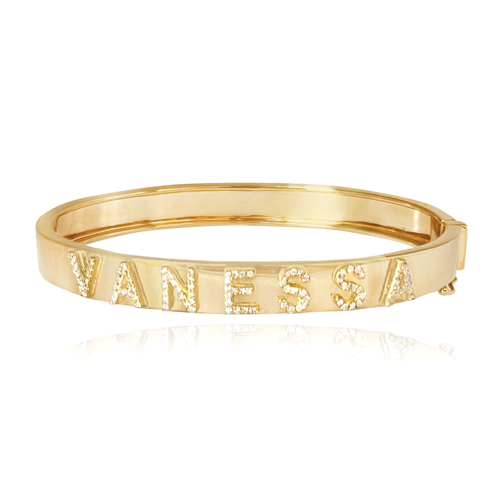Personalized Three Dimensional Diamond Bangle