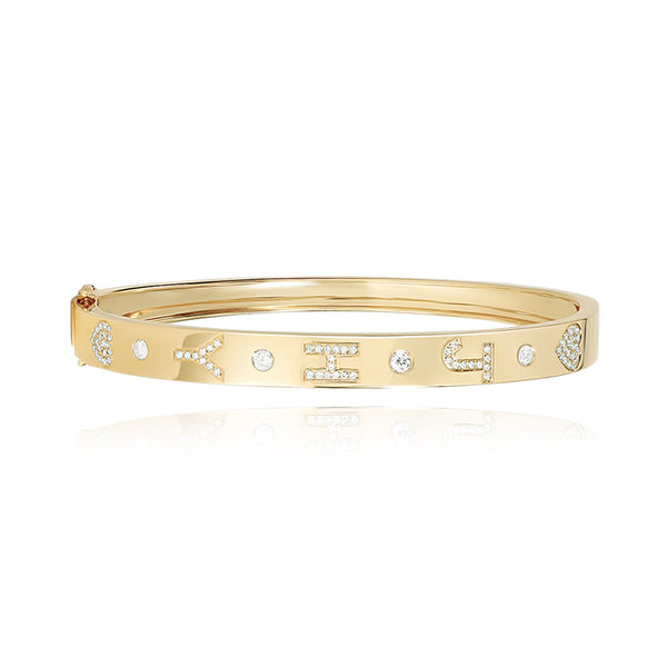 Make It Personal Bangle in 14k gold, personalized jewelry with elegant fine gold detail.