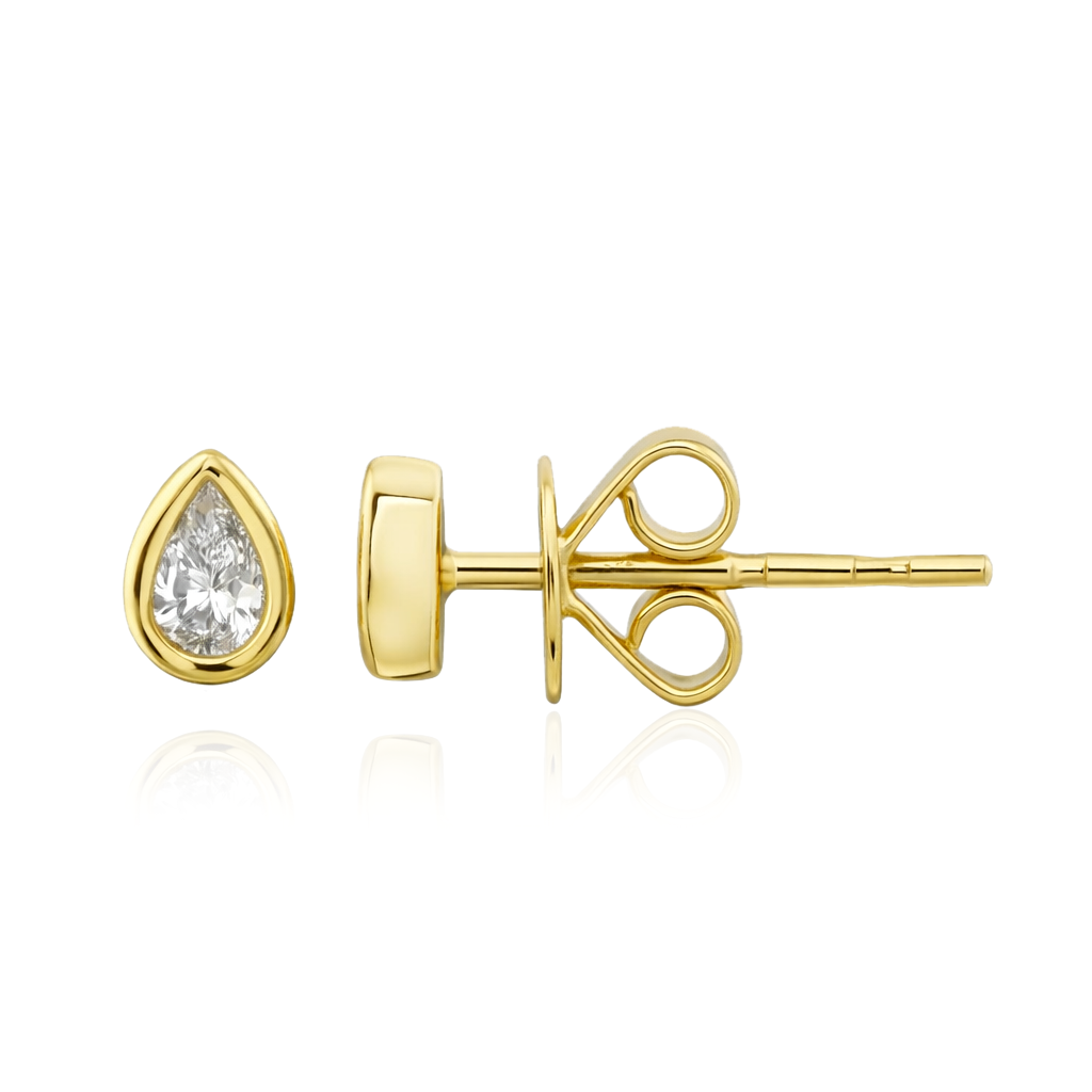 Petite Pear Bezel Diamond Stud