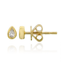 Load image into Gallery viewer, Petit Pear Bezel Diamond Stud
