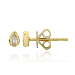 Petit Pear Bezel Diamond Stud