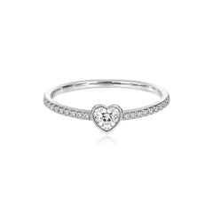 Petite Solitaire Bezel Diamond Pave Ring