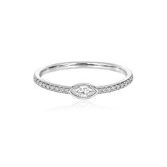 Petite Solitaire Bezel Diamond Pave Ring