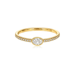 Petite Solitaire Bezel Diamond Pave Ring