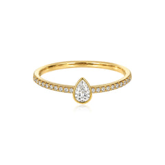 Petite Solitaire Bezel Diamond Pave Ring