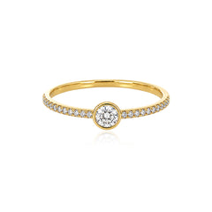Petite Solitaire Bezel Diamond Pave Ring