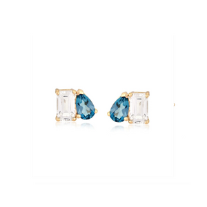 Petite Two-Gemstones Earrings