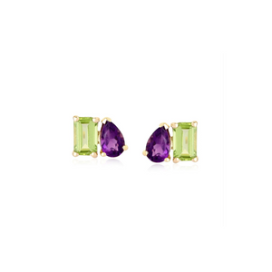 Petite Two-Gemstones Earrings