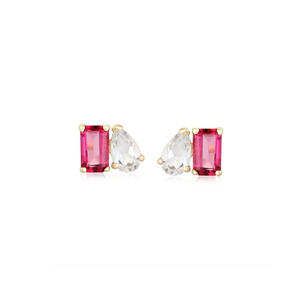 Petite Two-Gemstones Earrings