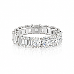 Half Emerald Half Oval Diamond Eternity Ring
