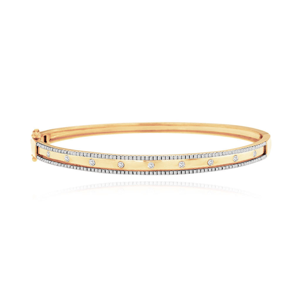 Border Pave Diamond Bangle