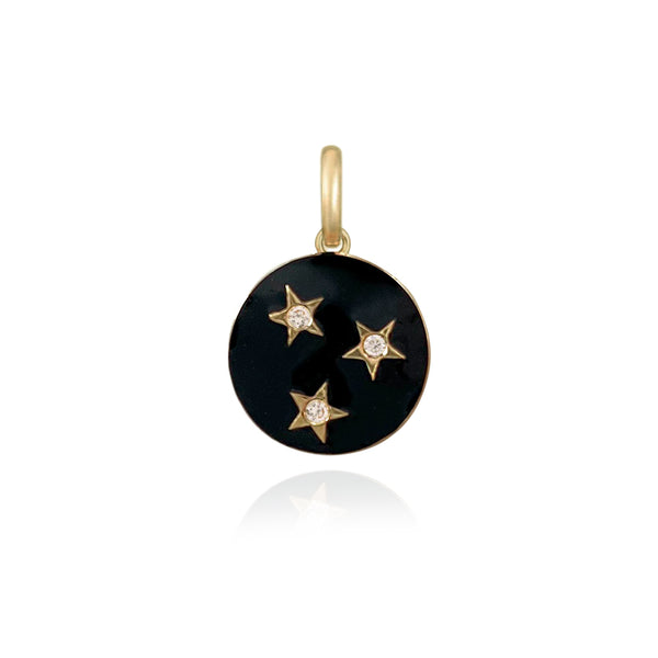 Mini Multi Stars Enamel Round Charm in 14k gold, a playful touch to fine jewelry.
