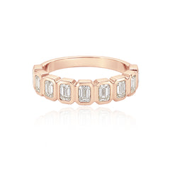 Half Eternity Bezel Emerald Cut Ring