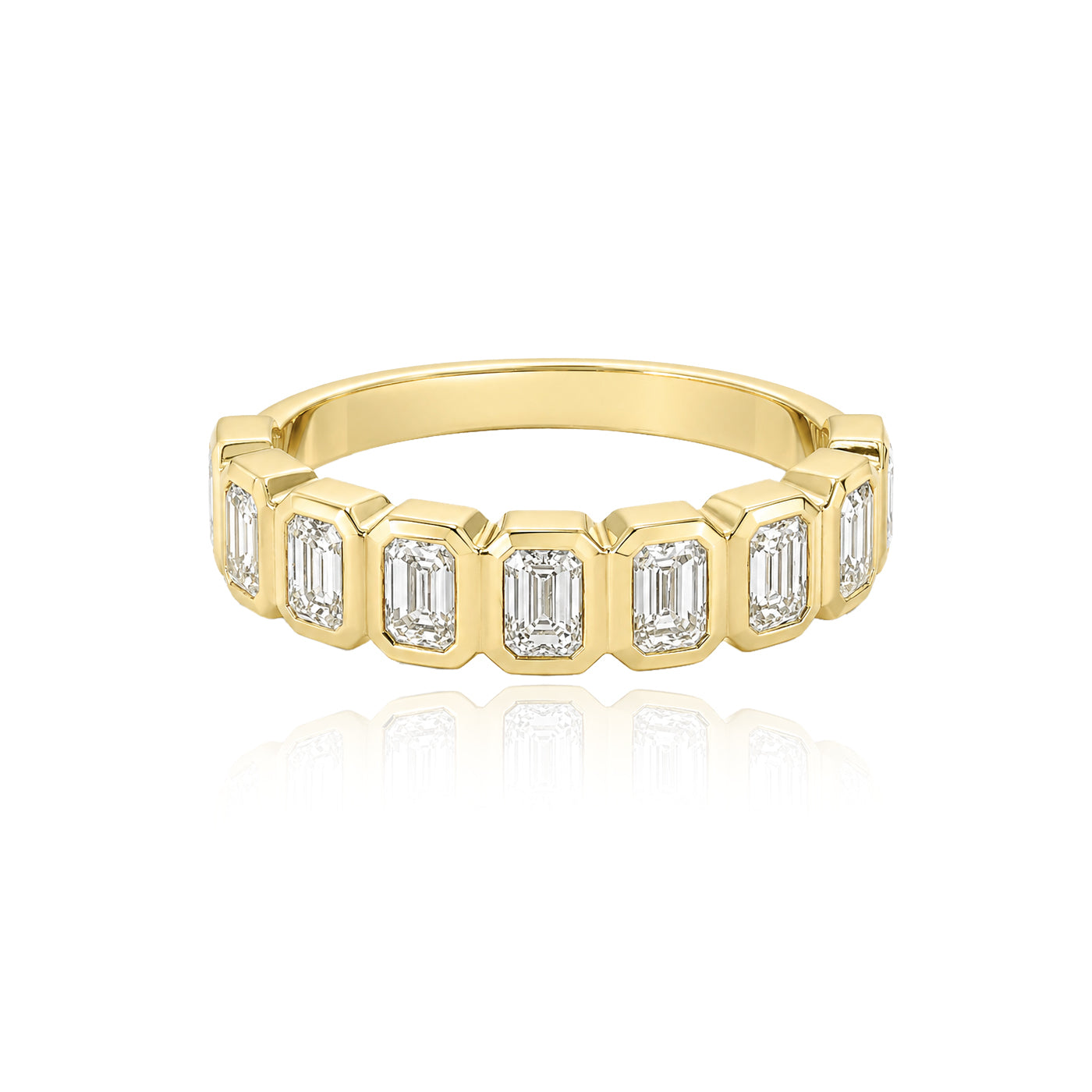 Half Eternity Bezel Emerald Cut Ring