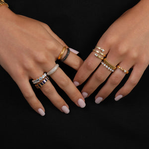 Golden Multi Shape Solitaire Diamond Ring