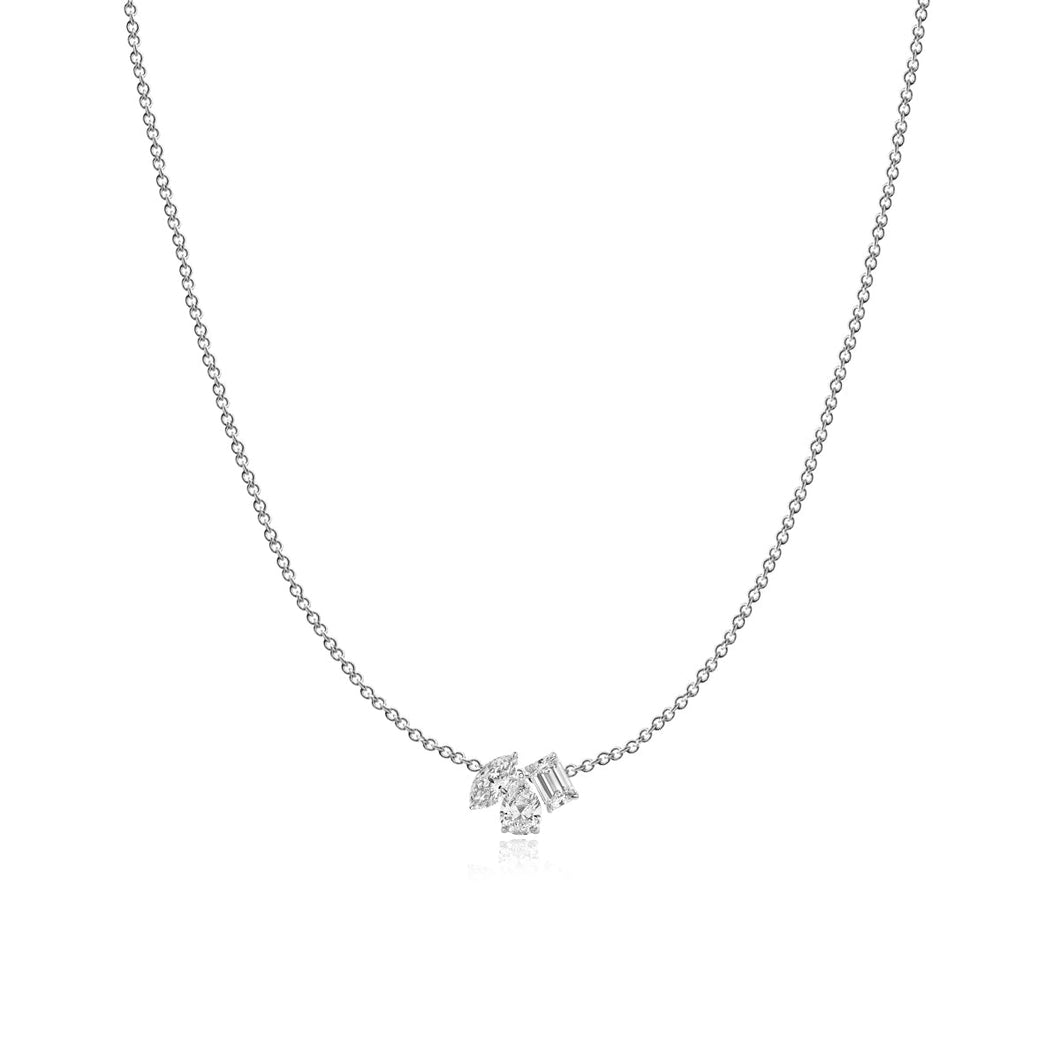 Small Multi Shape Three Diamond Necklace