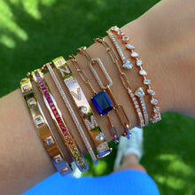 Load image into Gallery viewer, Rainbow Baguette Sapphire Bangle
