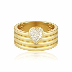 Ribbed Gold Solitaire Lab Diamond Ring