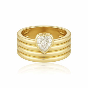 Ribbed Gold Solitaire Lab Diamond Ring