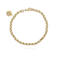 Rollo charm bracelet in 14k gold, elegant design ideal for custom jewelry and layering styles