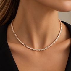 Emerald Cut Bezel Lab Diamond Tennis Necklace
