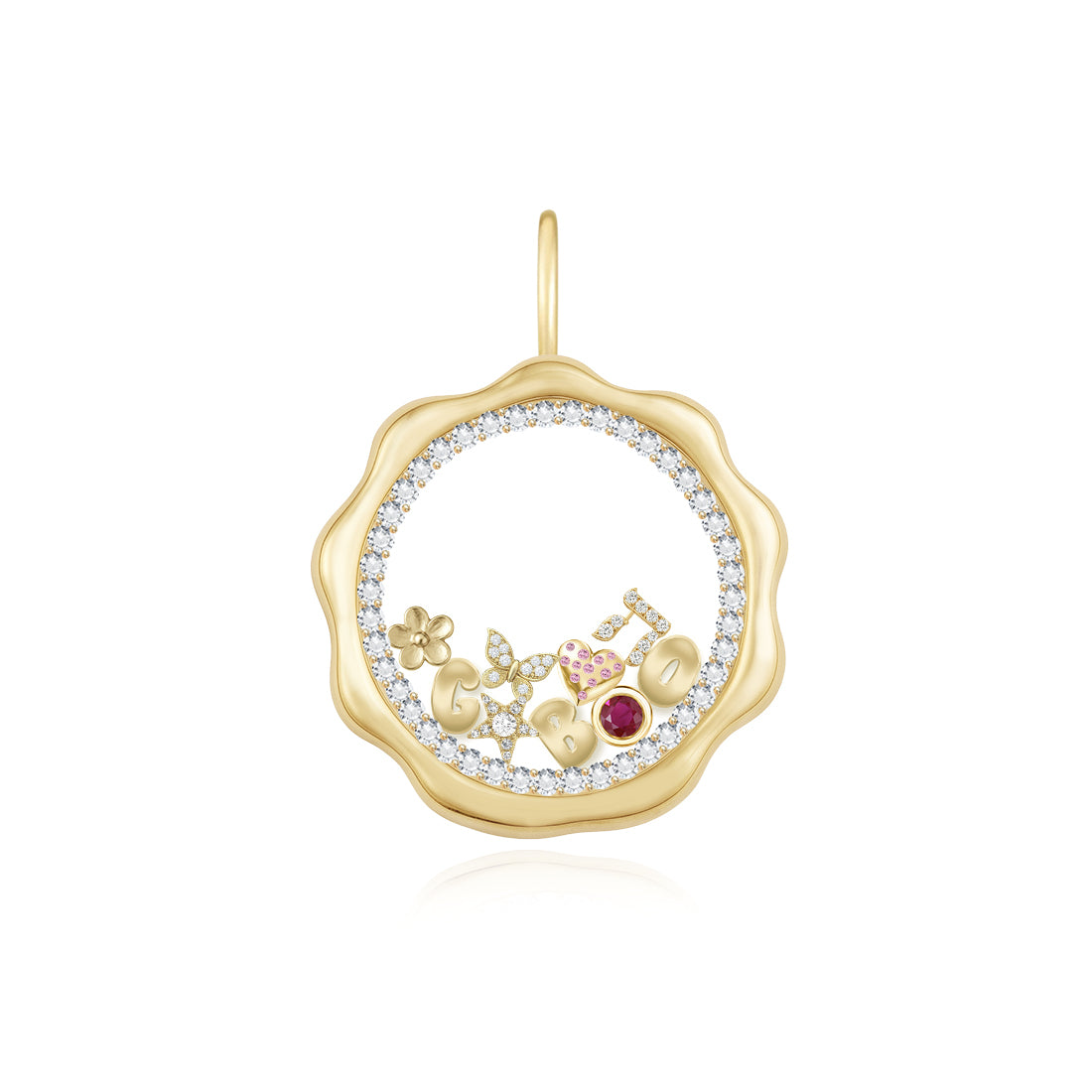Wavy Round Glass Locket Charm