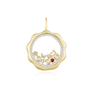 Wavy Round Glass Locket Charm