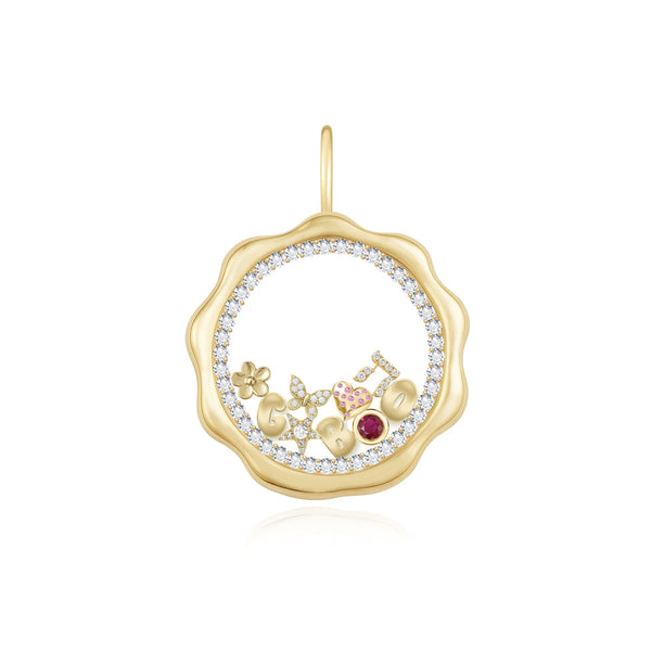 Wavy Round Glass Locket Charm