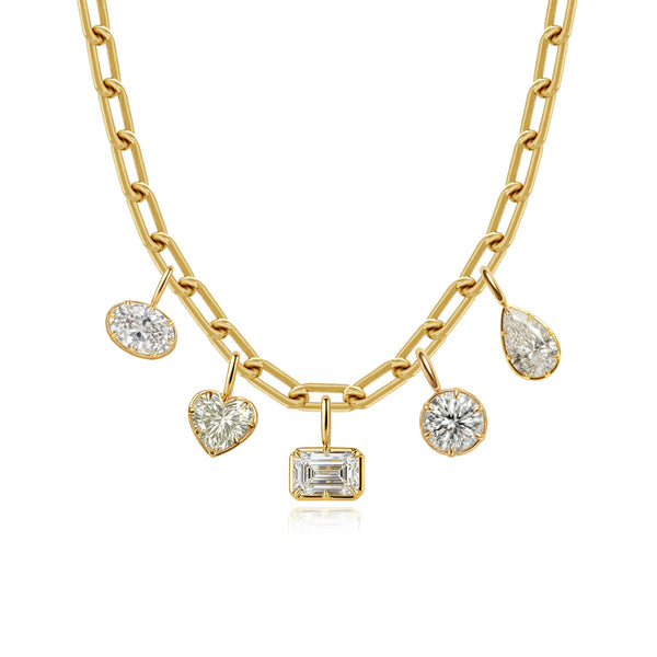 Dangling Claw Lab Diamonds Paperclip Necklace