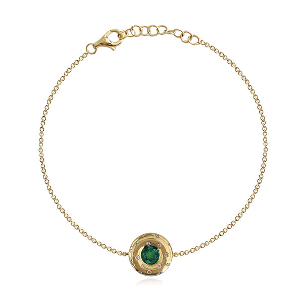 Dome Cloud Scattered Diamonds Gemstone Bracelet
