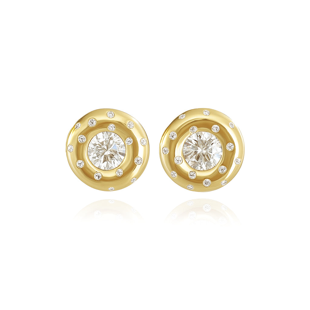 Dome Cloud Scattered Diamonds Earrings