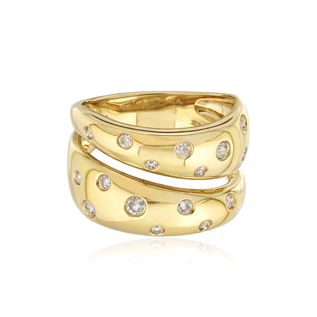 Scattered Diamonds Thick Gold Ring