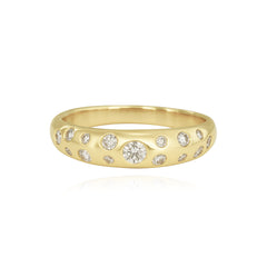 Thin Diamond Inlay Gold Dome Ring