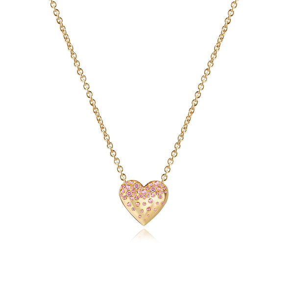 Dripping Scattered Gemstone Heart Necklace