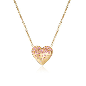 Dripping Scattered Gemstone Heart Necklace