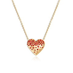 Dripping Scattered Gemstone Heart Necklace