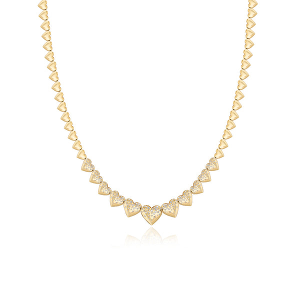Dripping Scattered Hearts and golden hearts Puffy Necklace