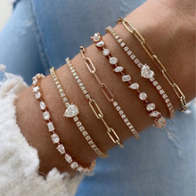 Load image into Gallery viewer, Horizontal Multi Shape Diamond Tennis Bracelet
