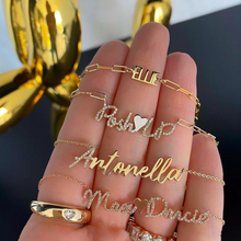 Load image into Gallery viewer, Pave Initial and Gold Name Necklace
